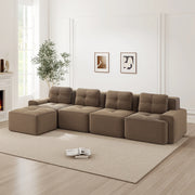 Sofa modulare senza ossa - Zephmum- L-f?rmiglia, 4 posti, velluto, marrone