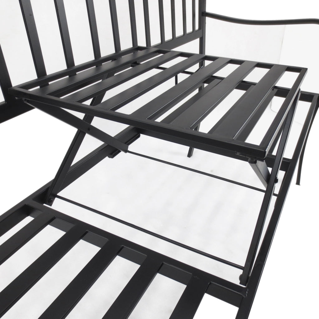 Panchina da Giardino con Tavolino Estensibile 2 Posti ¨C zephmum ¨C Nero Metallo
