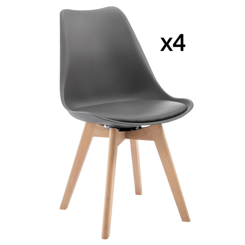 Sedia da Pranzo Girevole a 360° Set da 4 con Schienale Ergonomico, Similpelle Grigia 40.5 × 83 × 40.5 cm