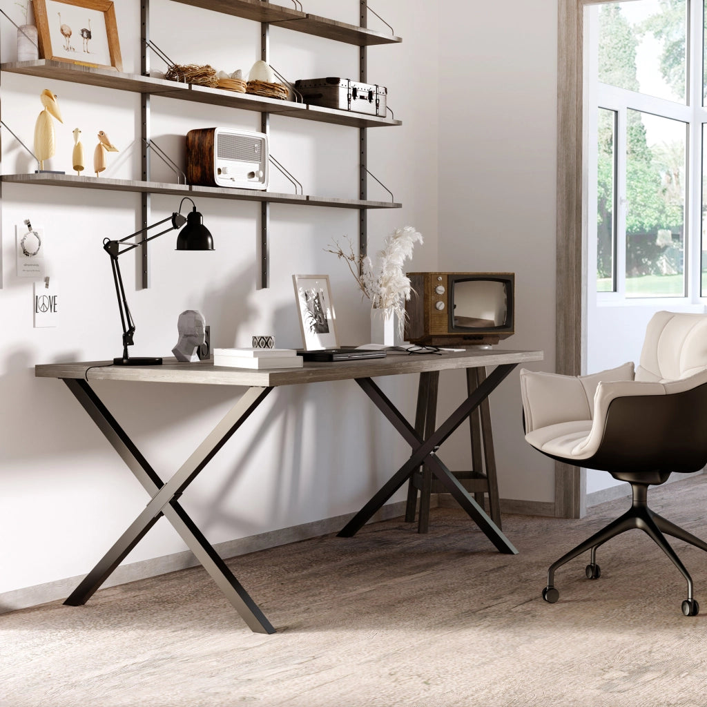 Piedi per Tavolo Industriali in Acciaio Nero ¨C zephmum ¨C 80x72 cm