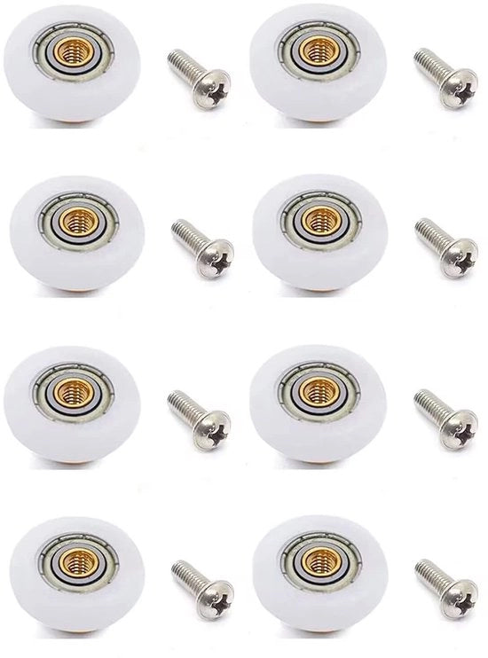Kit di ruotino doccia in acciaio inossidabile 19 mm - 8 pezzi - Alta qualità - Multifunzionale - Incluso set di viti - Ruotino doccia doccia