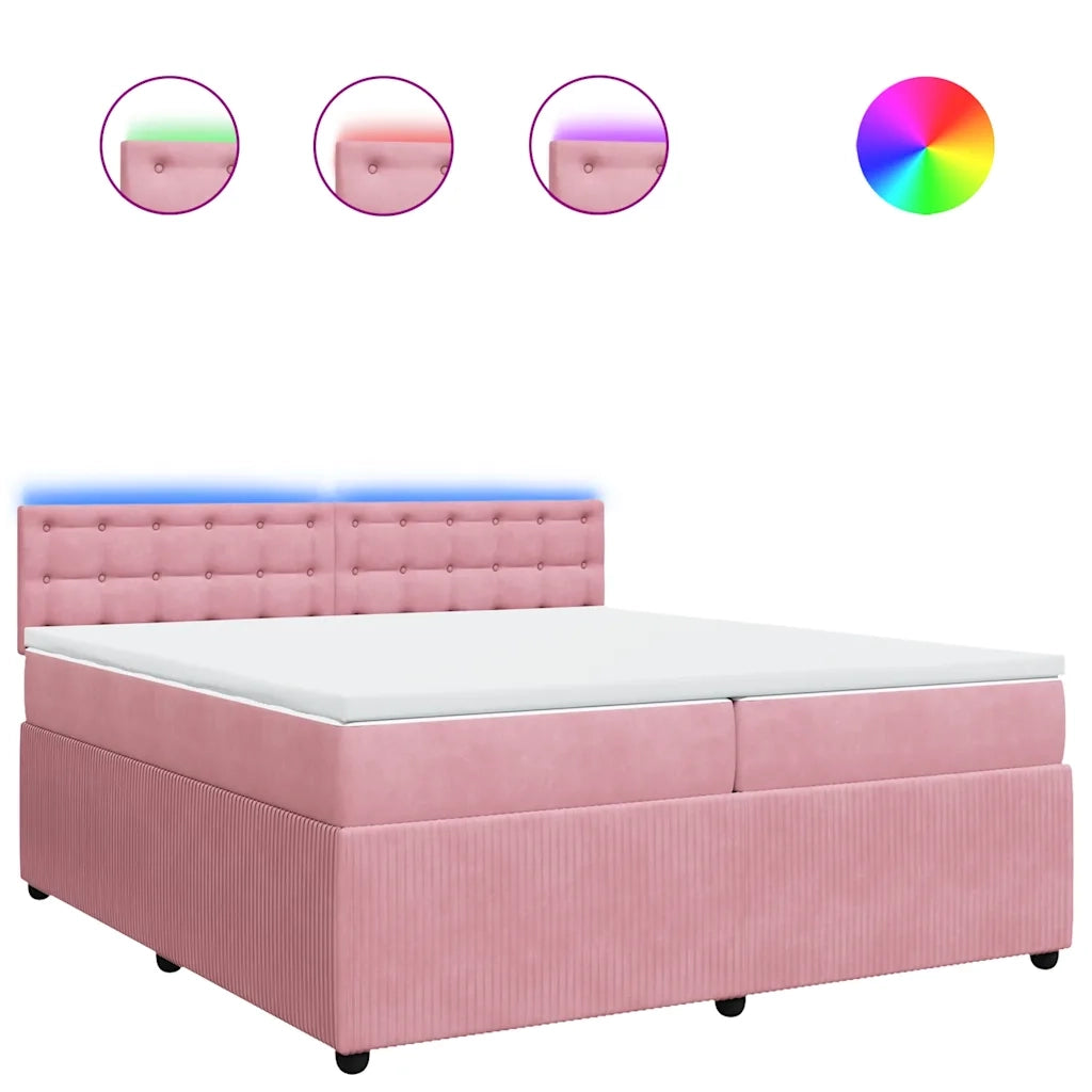 Giroletto a Molle con Materasso Rosa 200x200 cm in Velluto
