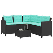 Divano da giardino con Tavolino e cuscini a forma di L in Polyrattan Nero 369047