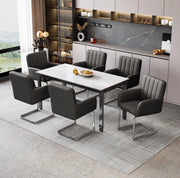 Set di 6 sedie da pranzo in similpelle nera con gambe a Z
