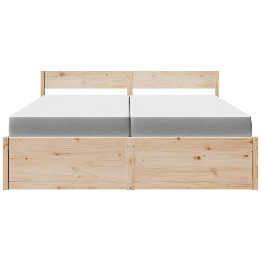 Giroletto Cassetti e Materasso 200x200 cm Legno Massello Pino