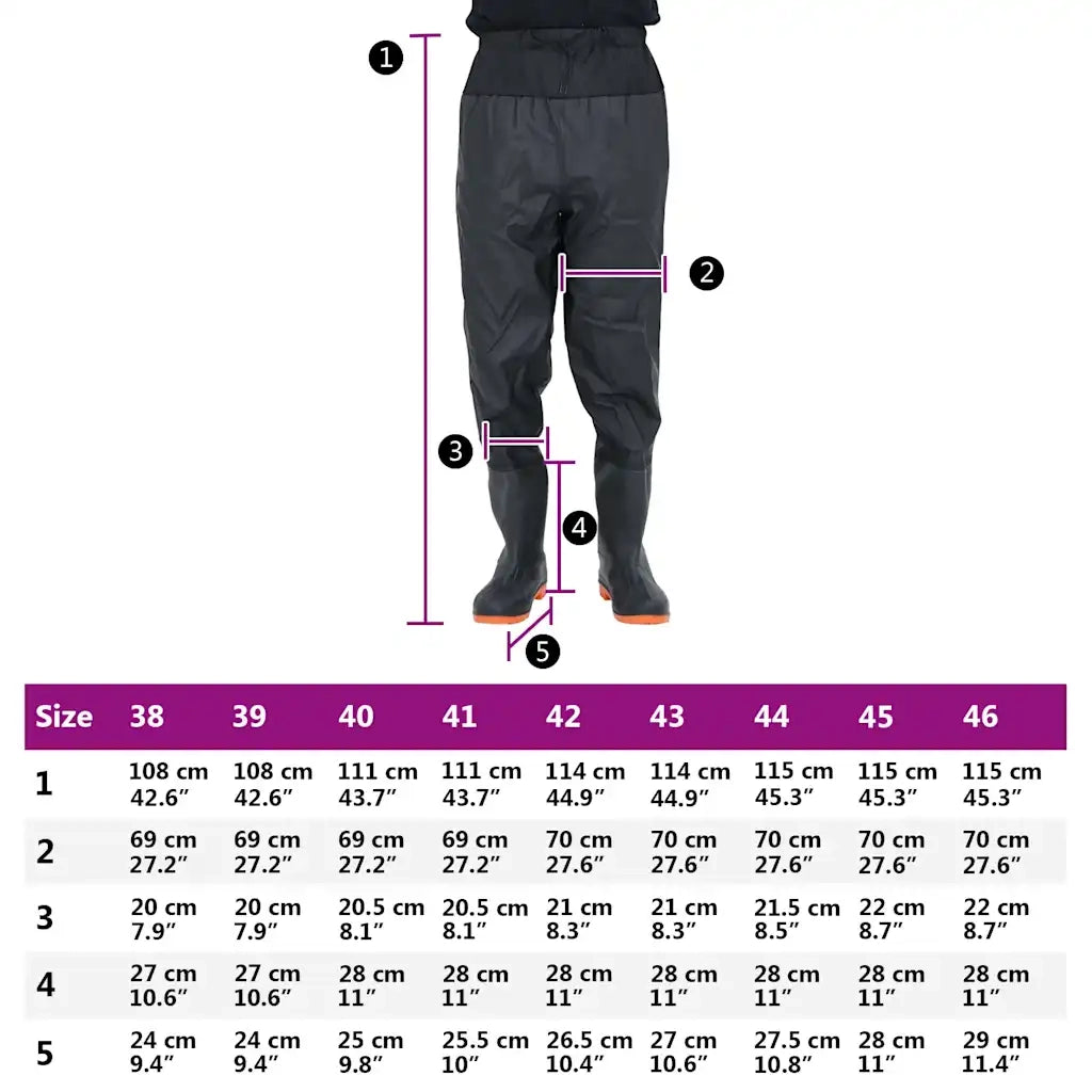 Wader da Pesca alla Vita con Stivali Nero Taglia 38 CFW7991084