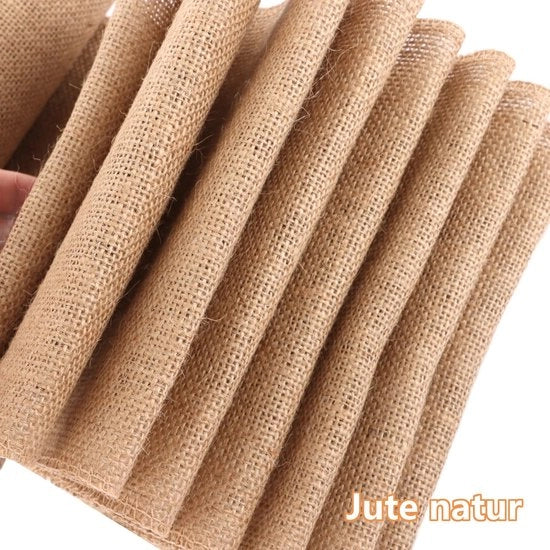 Tavolo da pranzo in juta - 2 rotoli - 20 cm x 10 m - Matrimonio/Tavola per festa all'aperto - Tessuto di juta naturale - Stile rustico - Senza odore - Tavolo da pranzo in juta