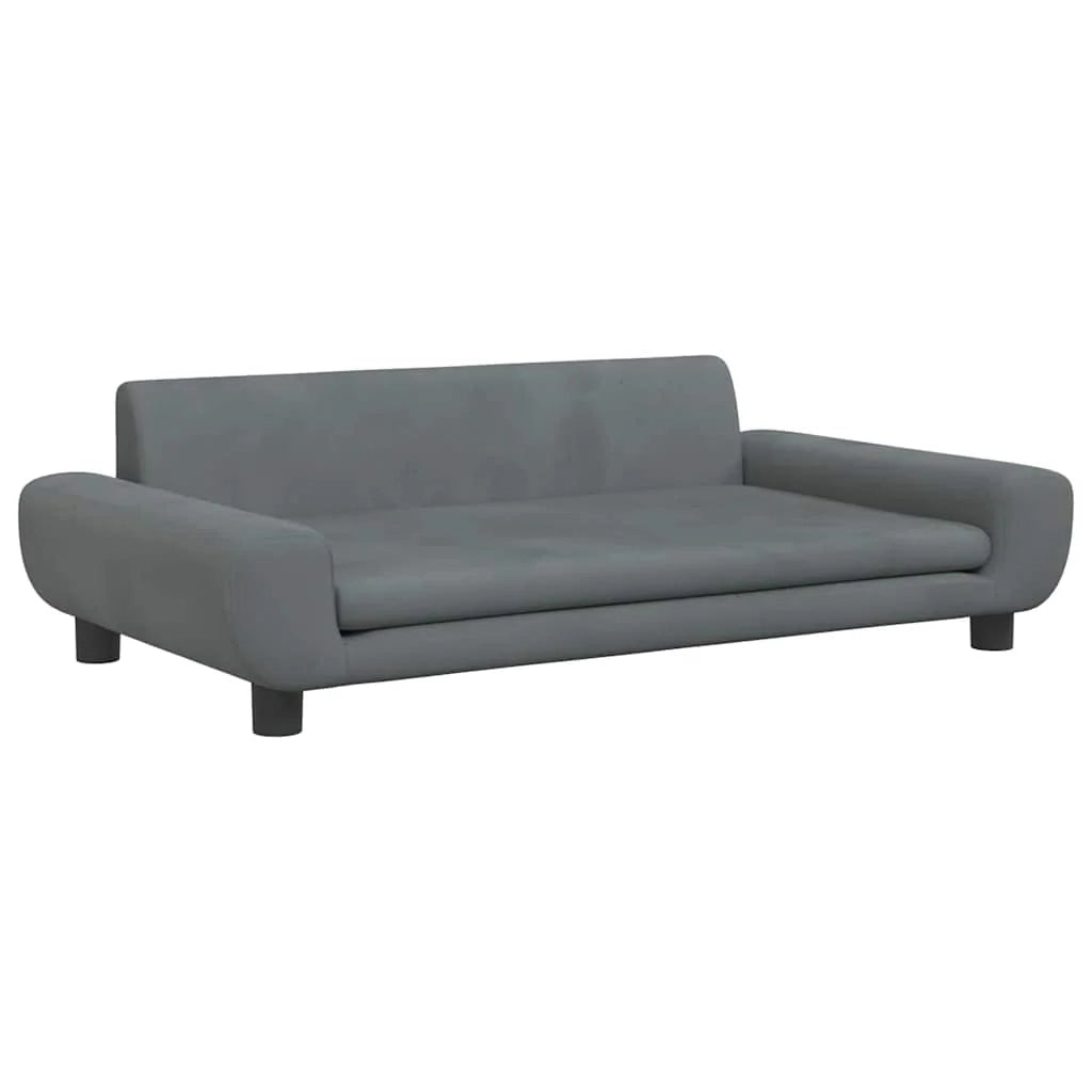Cuccia per cani comoda cesta da divano velluto grigio scuro 100 x 54 x 33 cm 02_0043156