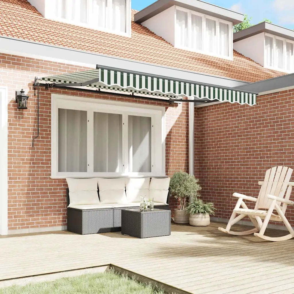 vidaXL Tenda Retrattile Verde e Bianco 250 x 200 cm