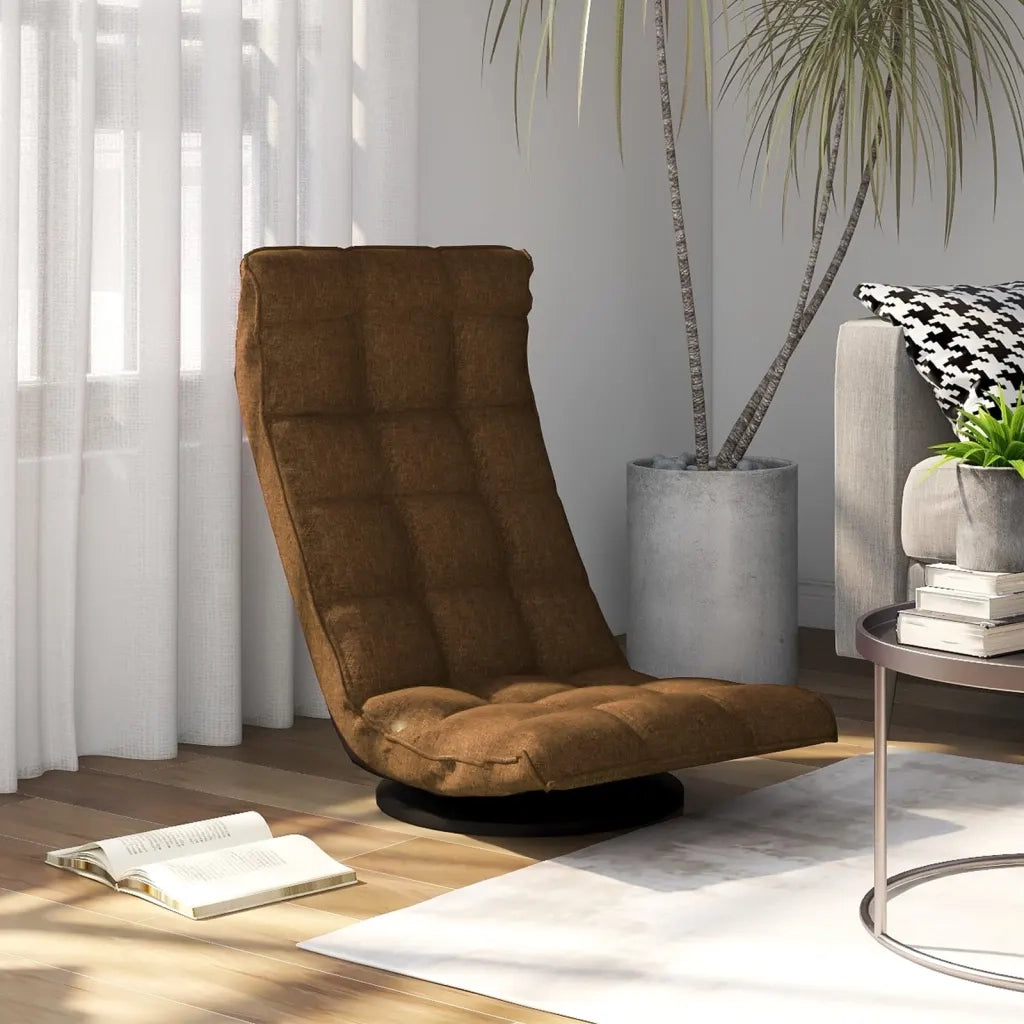 Sedia da Pavimento Girevole Marrone in Tessuto CFW4418099