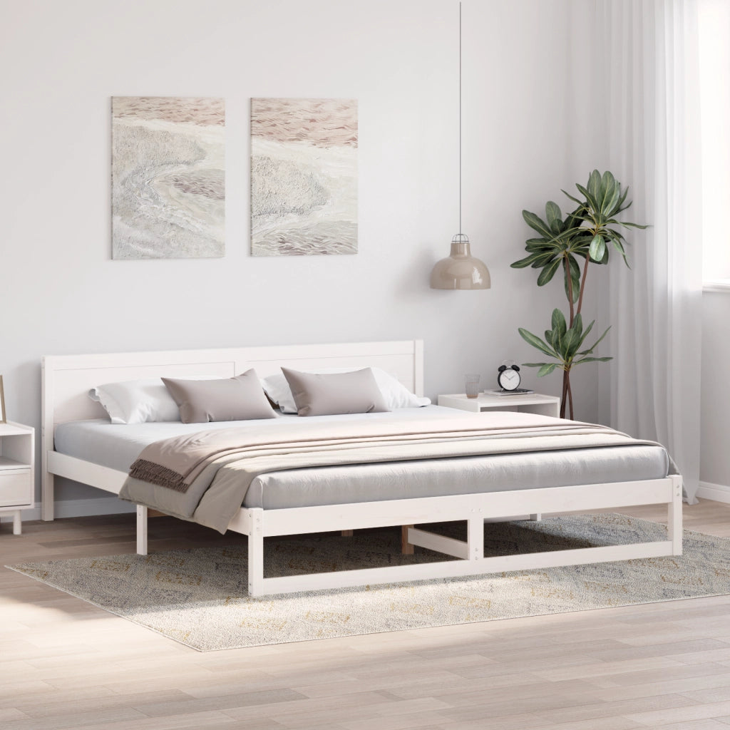 Telaio Letto Bianco Legno 200 x 200 cm Durevole