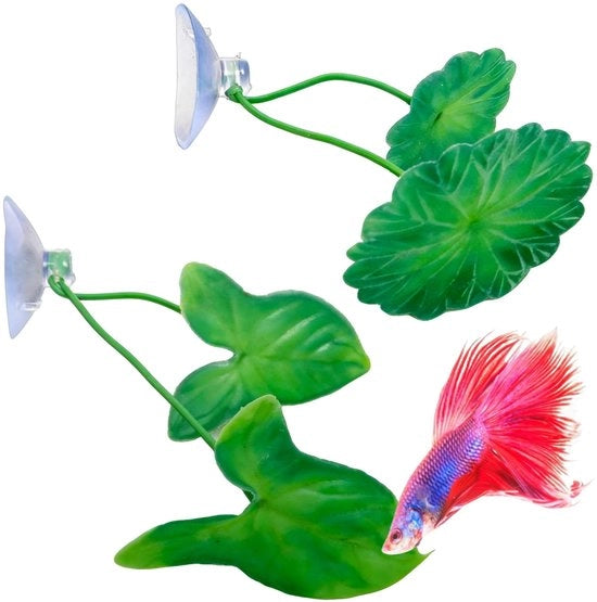 Decorazione per Acquario - Rifugio Naturale - Foglie in Plastica - Lettiera per Betta/Vivi - Decorazione Galleggiante - Supporto per Piante - Imita le Piante Acquatiche - Pianta per Acquario