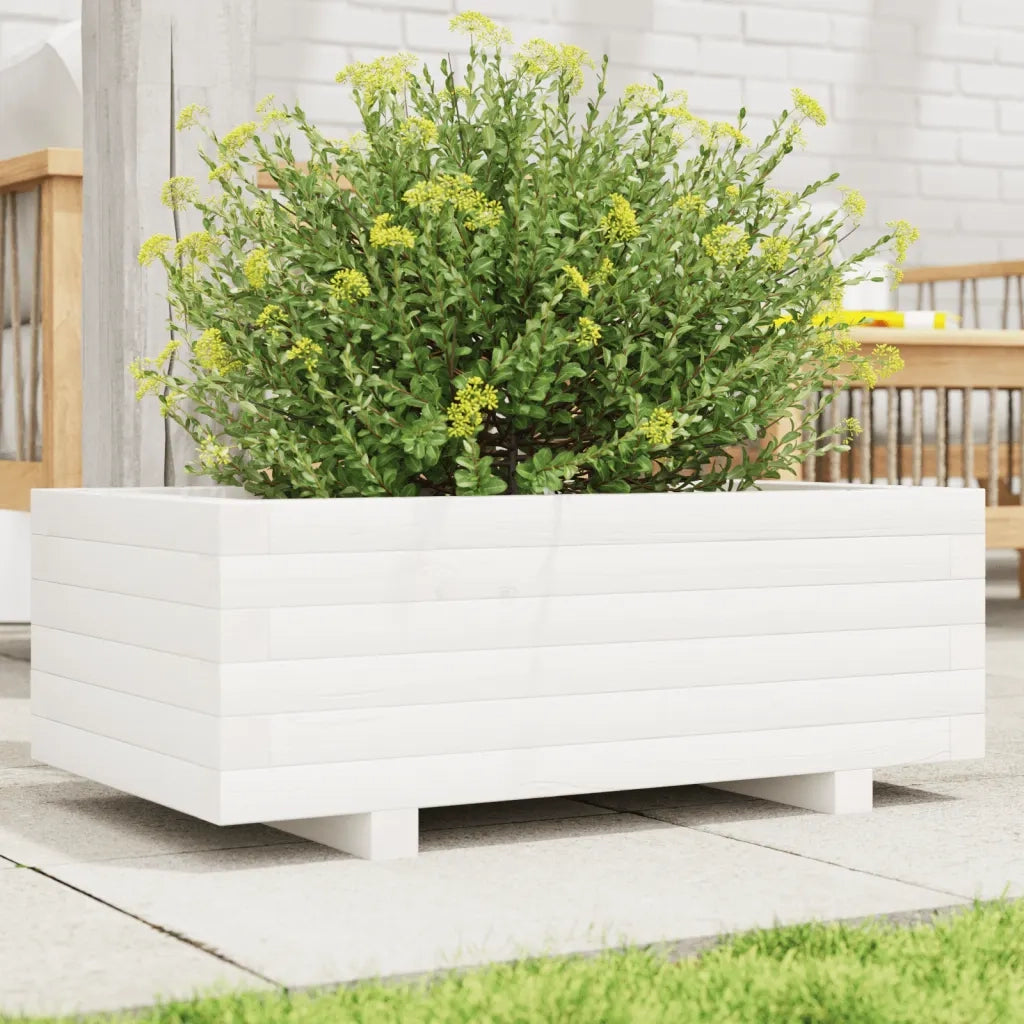 vidaXL Fioriera da Giardino Bianca 70x40x26,5cm Legno Massello di Pino