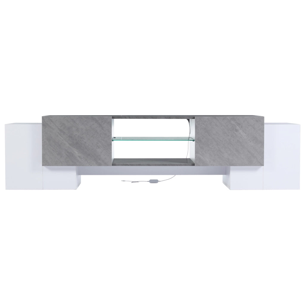 Mobile TV con Bluetooth LED - Zephmum- 180x40x46.5cm- Bianco e grigio