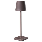 Lampada da tavolo marrone in alluminio per interni ed esterni, moderna, con interruttore touch e cavo USB per ricarica senza fili