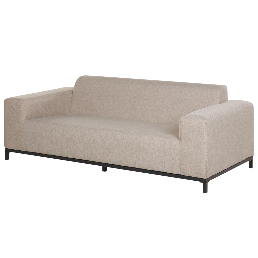 Divano da giardino Set rivestimento in tessuto beige con ottomana a 5 posti resistente alle intemperie per esterni