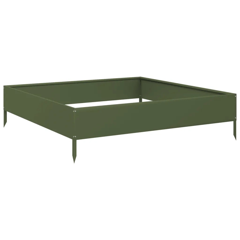 Fioriera Rialzata Giardino-Vaso da Esterno-Supporto per Vaso Verde Oliva 100x100x26 cm Acciaio