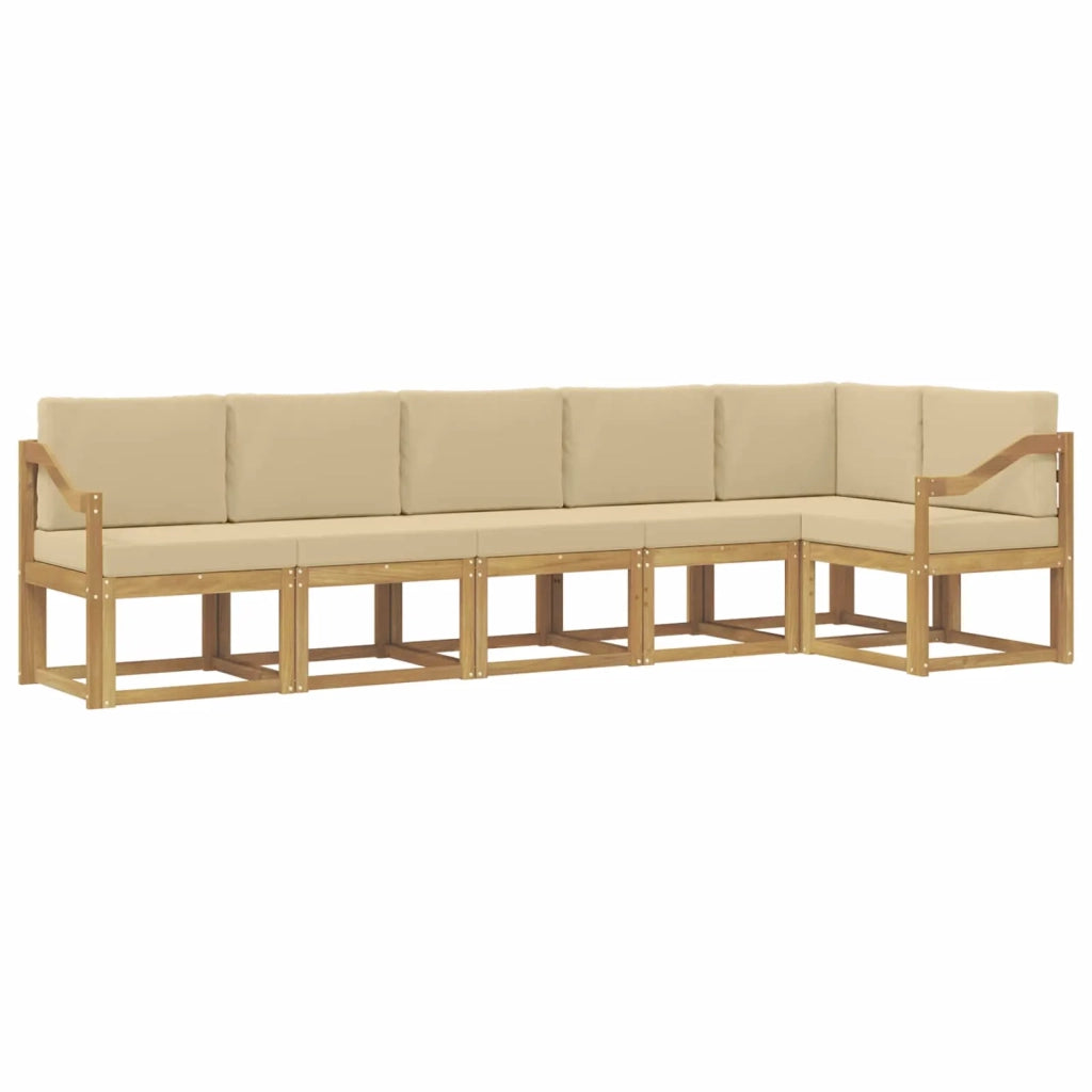 Set di divani da esterno 6 pcs Bianco e Beige Poliestere 3387717