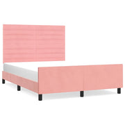 Letto matrimoniale | Letto per adulti | Giroletto con Testiera Rosa 140x190 cm in Velluto