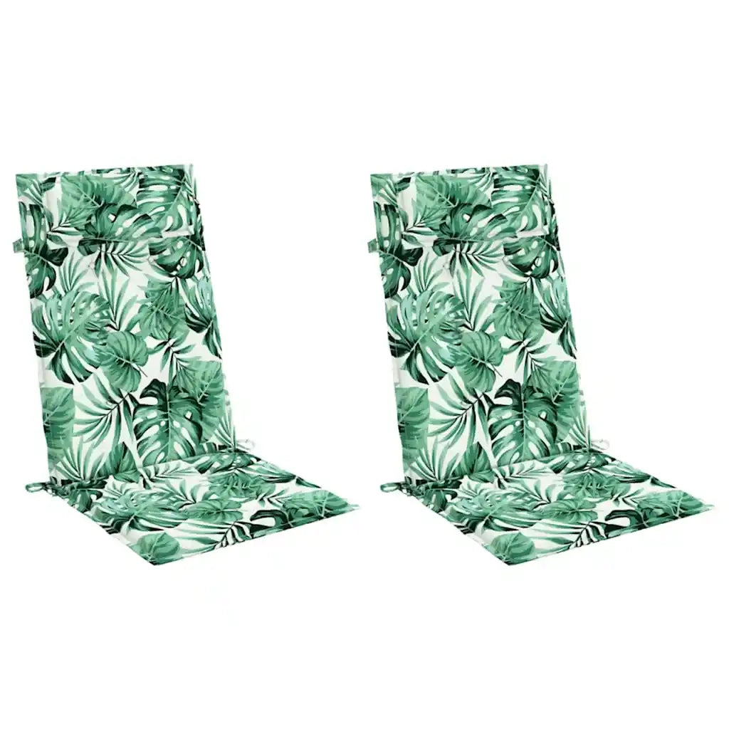 Cuscini Sedia Schienale Alto 2 pz Motivo Foglie Tessuto Oxford 361910