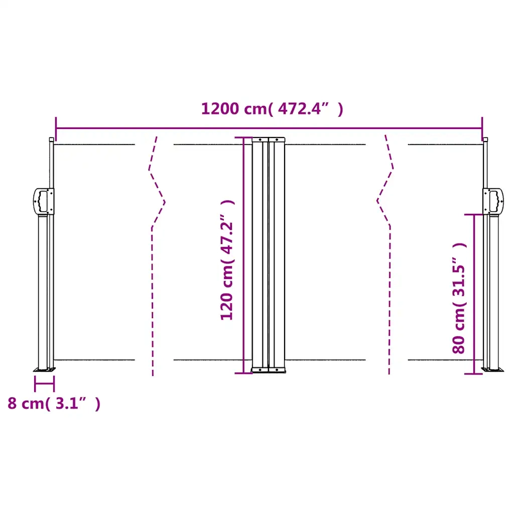 Tenda da Sole Laterale Retrattile Rossa 120x1200 cm