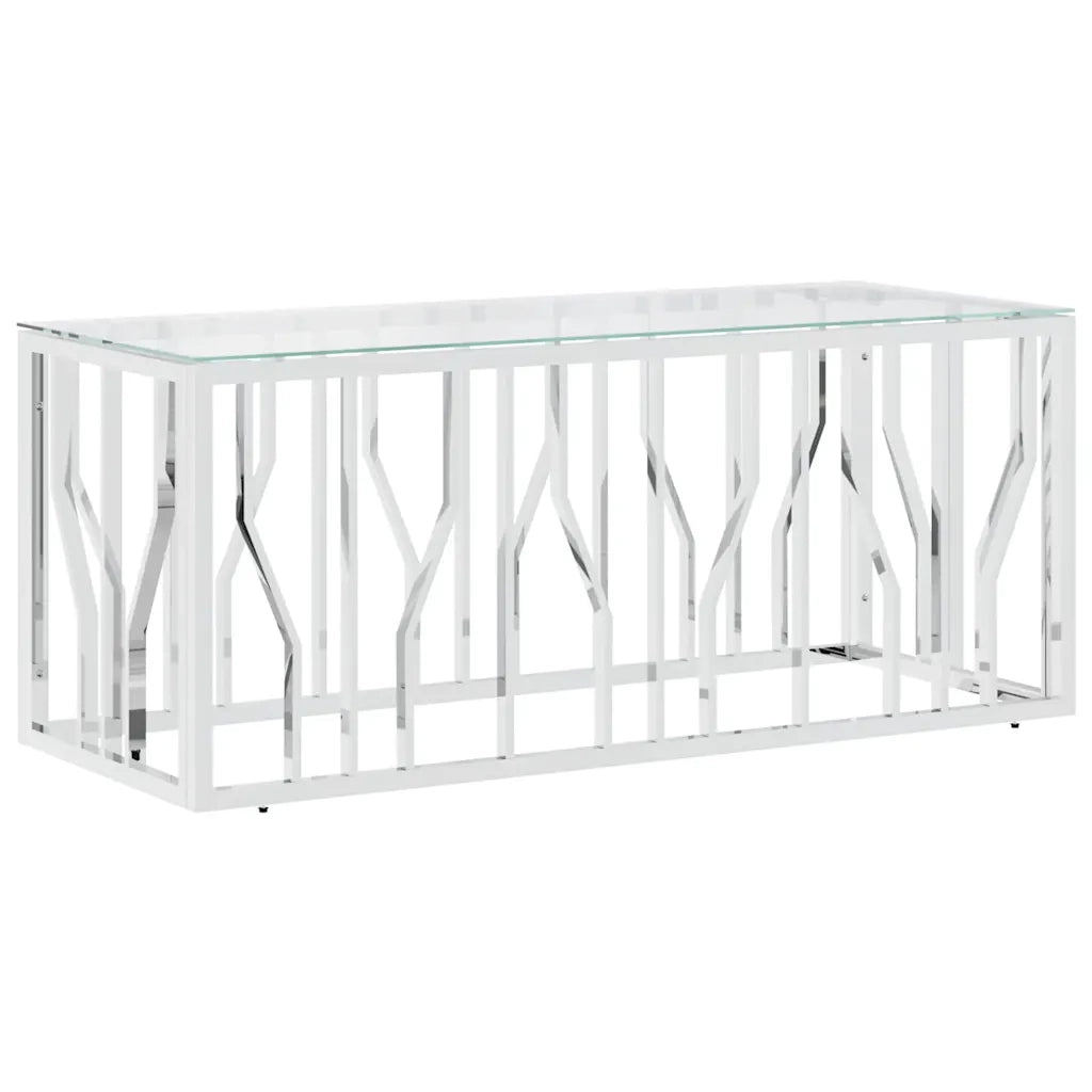 Tavolino da Salotto 110x45x45 cm in Acciaio Inox e Vetrocod mxl 79435