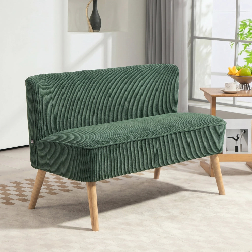 Divano 2 posti imbottito in tessuto similvelluto ¨C Minimal ¨C Verde 117x56,5x77 cm