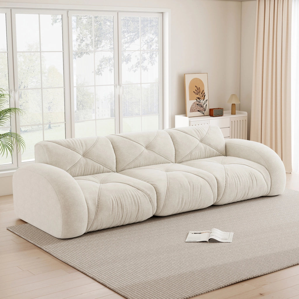 Divano modulare senza struttura in ciniglia beige chiaro 281 × 95 × 76 cm