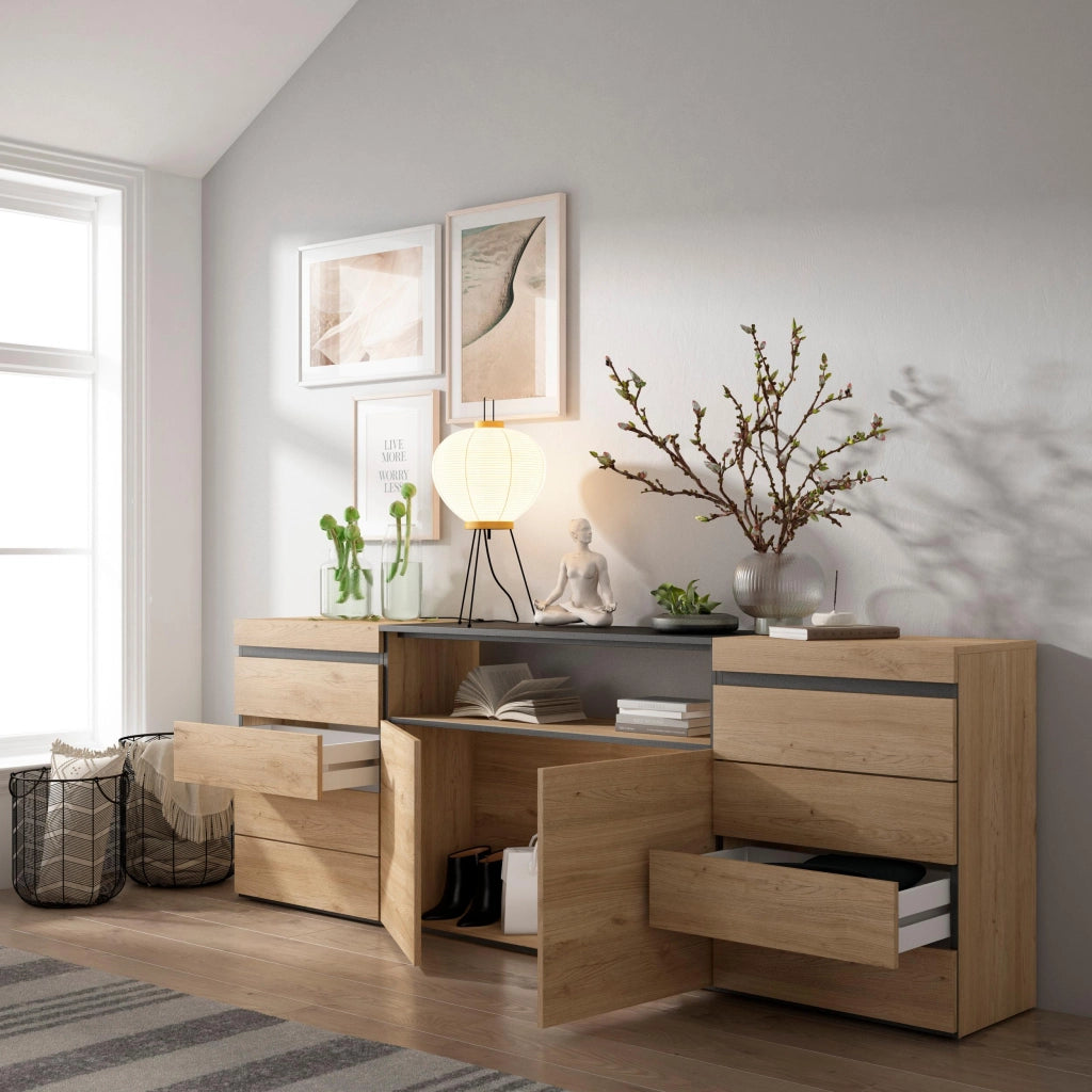 Cassettiera, 214x35x75cm, Camera da letto, Con Stoccaggio, colore Rovere RF3436