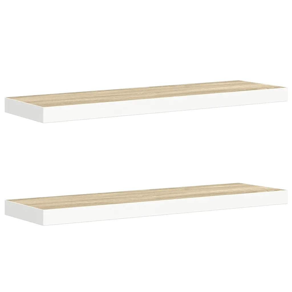 Scaffali a Parete 2 pz Rovere e Bianco 80x23,5x3,8 cm in MDF 326580