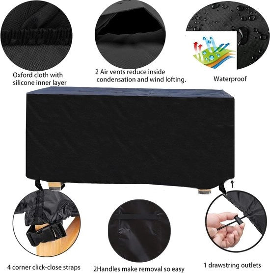 Ombrellone da giardino - impermeabile - resistente alle intemperie - 1 pezzo - nero - 420D Oxford-polyester - 250 x 210 x 90 cm