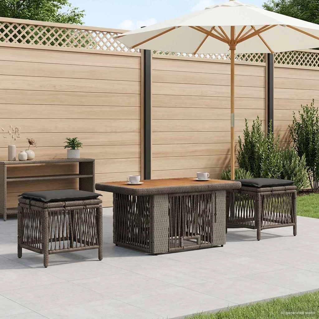 Set da Pranzo per Giardino 3 pz Grigio e Grigio Scuro 42026751