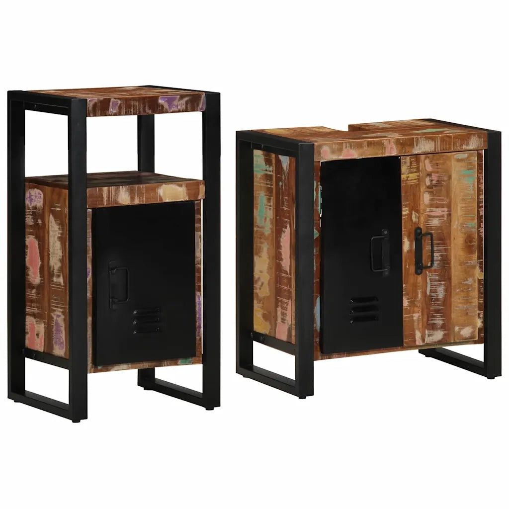 Set di mobili per il bagno 2 pcs Legno Recuperato Massello