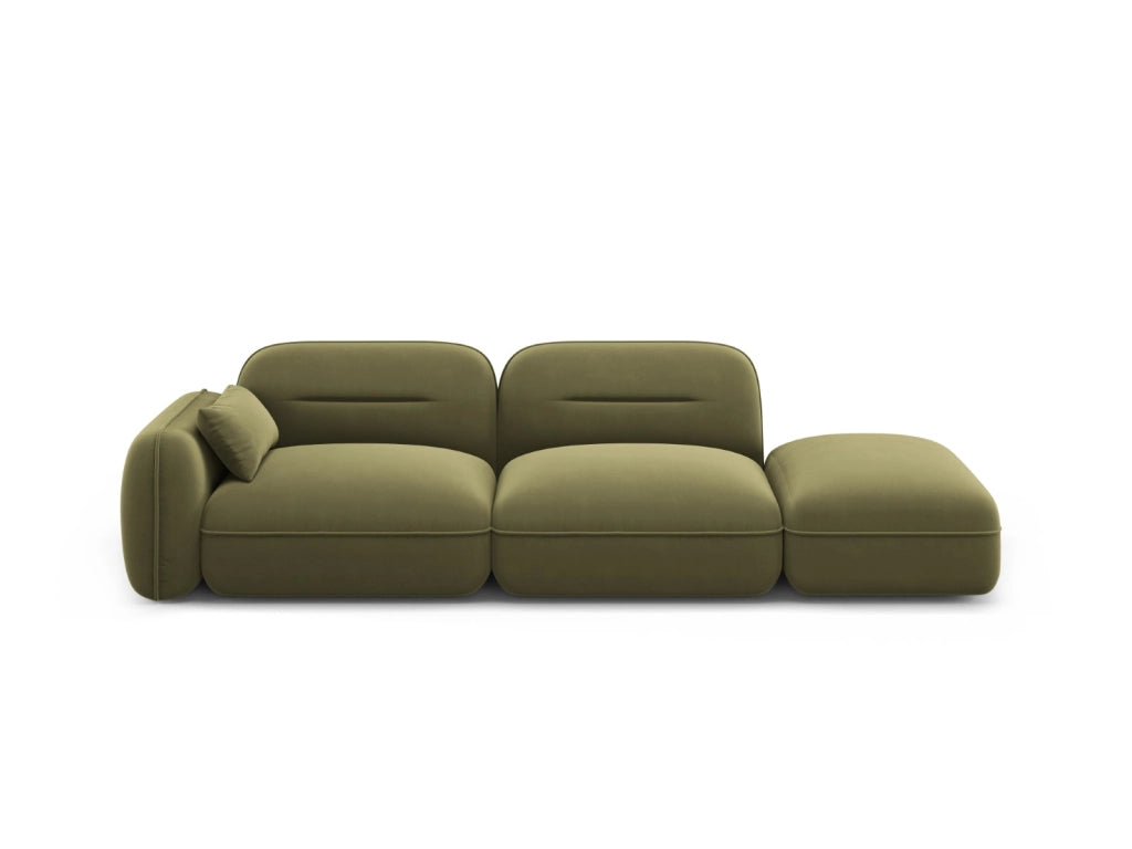 Cosmopolitan Design - Divano modulare destro "Sydney" 3 posti in velluto verde chiaro 