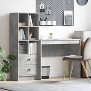 Scrivania con Storage Grigio Cemento Legno Ingegnerizzato