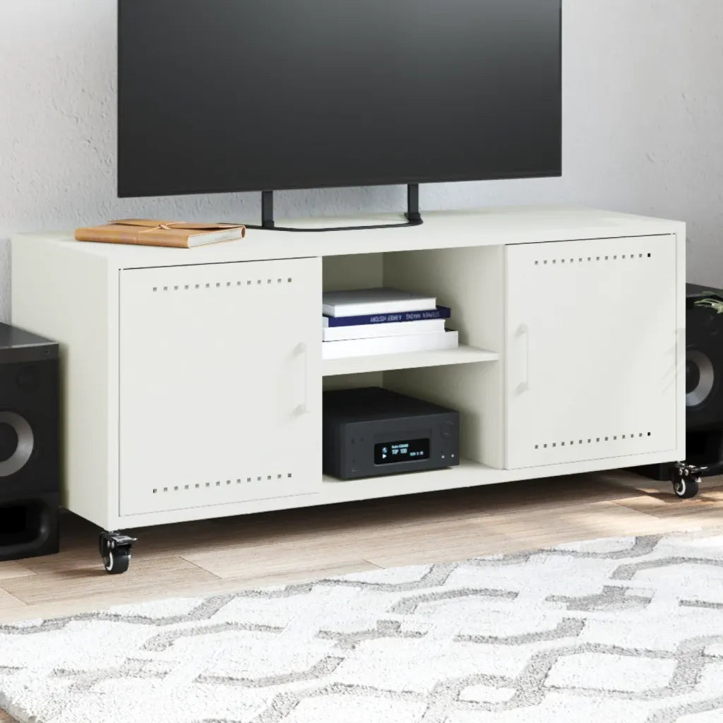 Mobile TV Bianco 100,5x39x43,5 cm in Acciaio