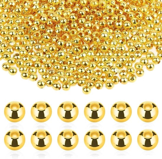1500 pezzi di perle luccicenti rotonde - perle a distanza piccole - perle metalliche per mini-perle da attaccare - bracciali e collane per hobby - accessori di gioielleria e ornamenti
