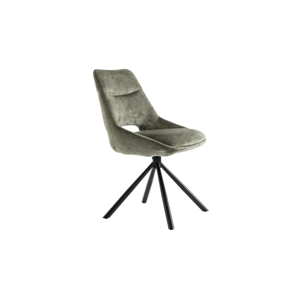 Set di 2 sedie YUMENA – Tessuto verde – Piedi in metallo – Design compatto – Eleganza naturale e robusta