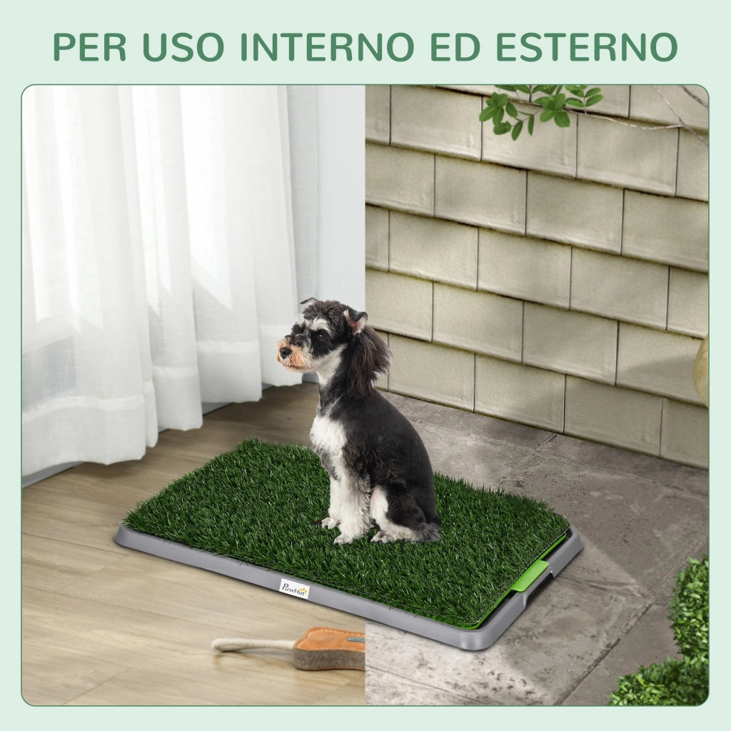 Lettiera per Cani con Prato Sintetico 67x41x 3,5 cm Erba di Ricambio e Vassoio Inferiore