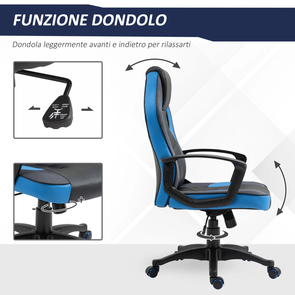 Sedia da Ufficio Girevole con Rotelle in Similpelle ¨C Minimal ¨C Nero