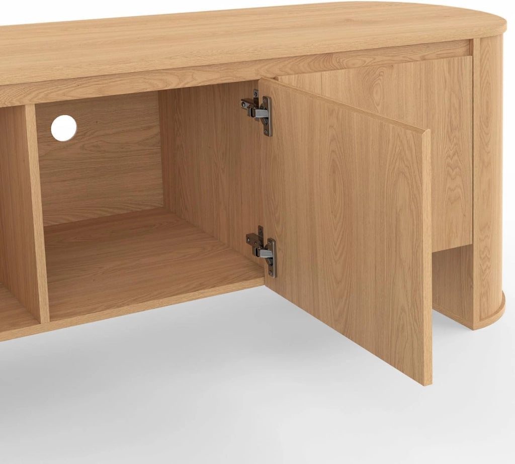 Mobile TV DIVIA 140 cm a 3 ante con design arrotondato in faggio