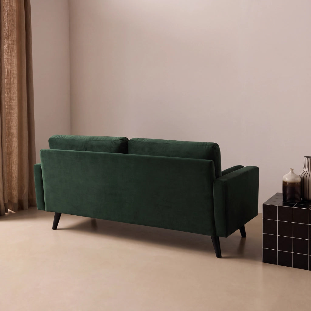 Divano con gambe in legno, 3 posti, verde inglese