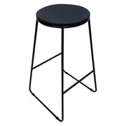 Set di 6 Sgabelli Colby Seduta Rotonda In Tessuto Nero/gambe Nere 32x32x71