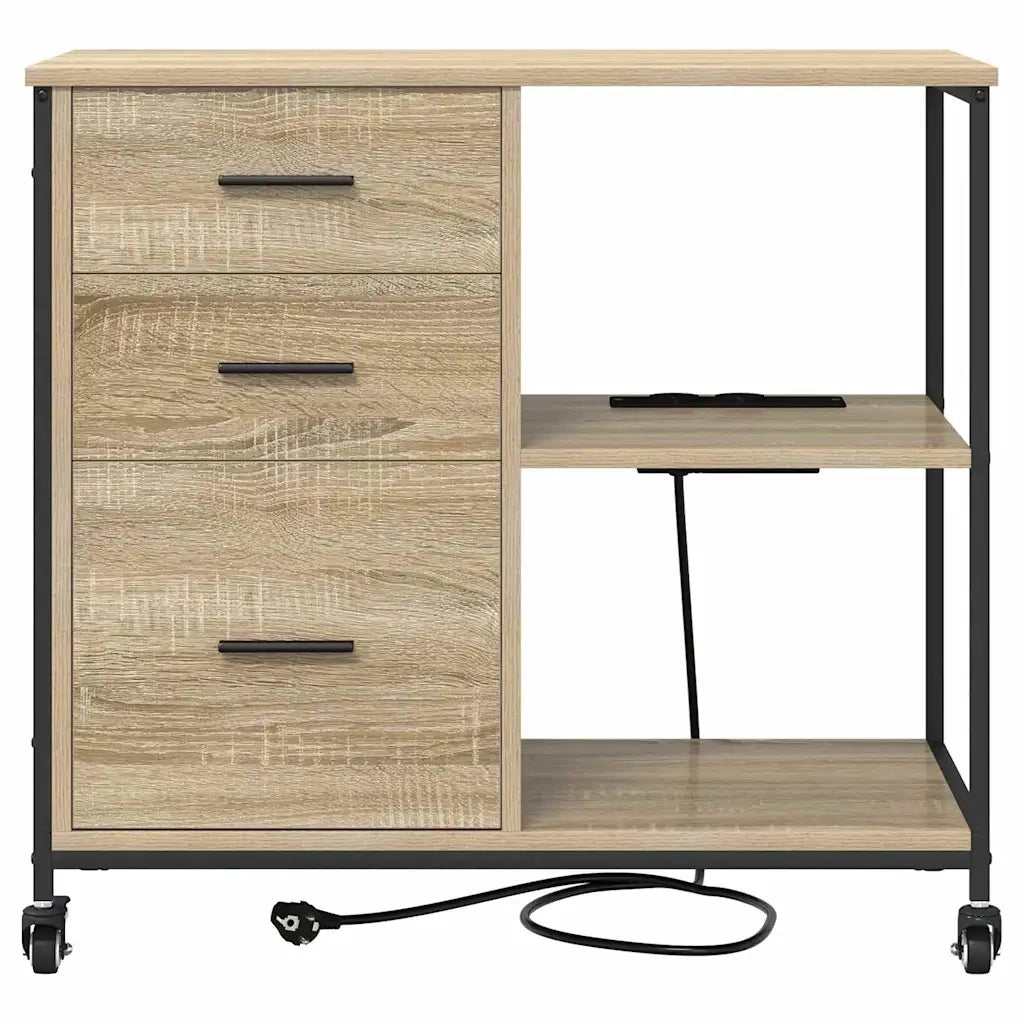 vidaXL Mobile per Ufficio con ruota rovere sonoma 76 x 41 x 72 cm