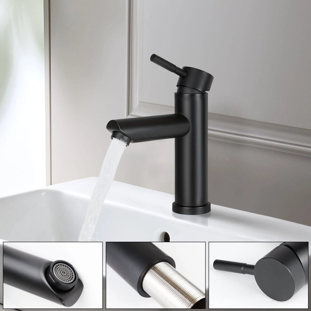 ZMH Rubinetto Lavabo Nero Miscelatore Monocomando Acciaio Inossidabile