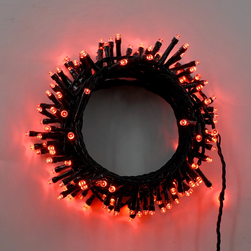 CATENA LUMINOSA 500 LED DA 25 METRI CON CAVO VERDE E LUCE ROSSA - DECORAZIONE LUMINOSA PER INTERNI ED ESTERNI
