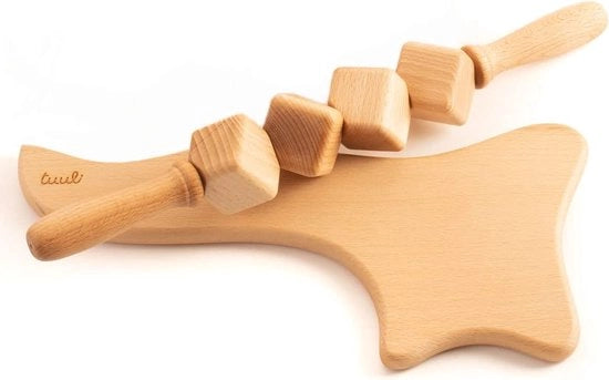 Set di massaggi anti-cellulite con apparecchio di massaggi, cubo massaggetto, rotolatore con manico, Gua Sha e terapia a madero di legno