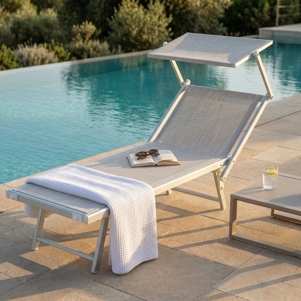 Lettino prendisole da Giardino in Alluminio cm 183x61x38 - MILBURN