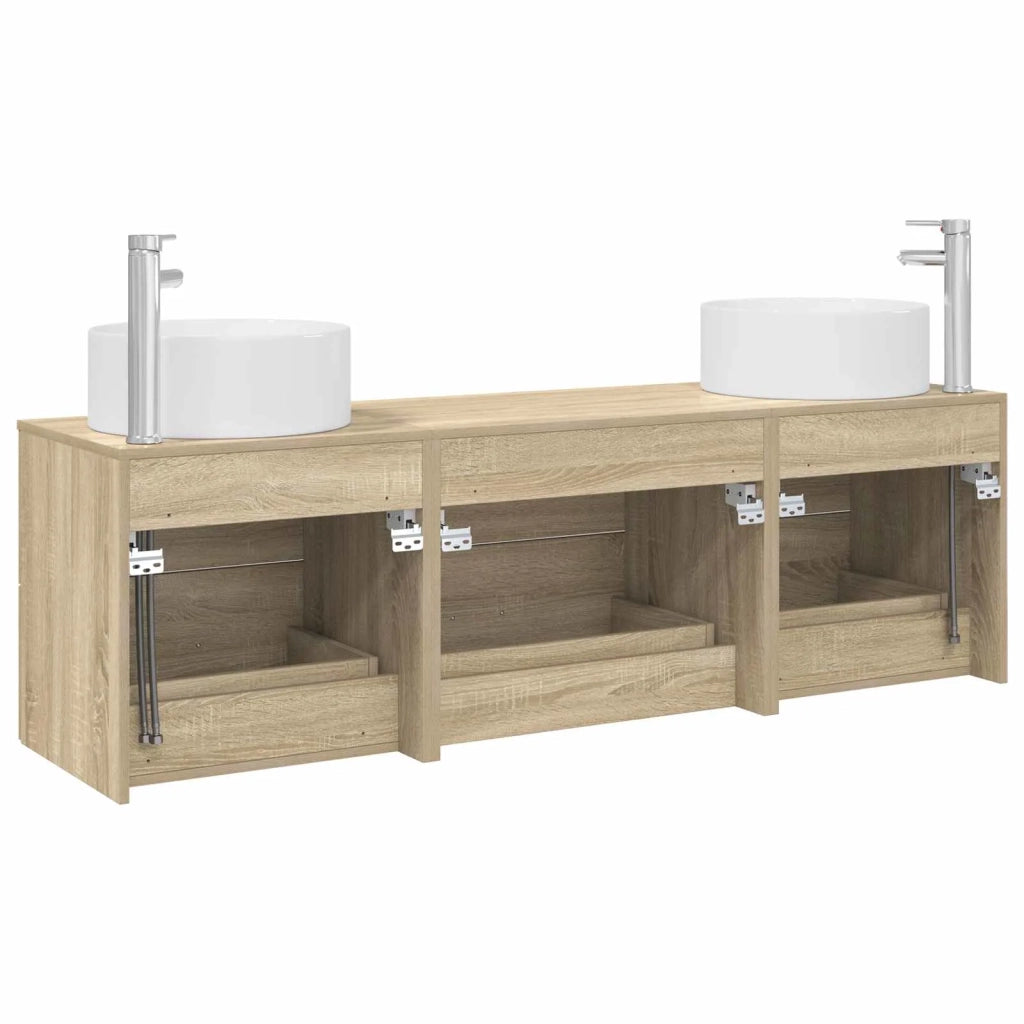 Set di mobili per il bagno 3 pz Rovere Sonoma 3405941