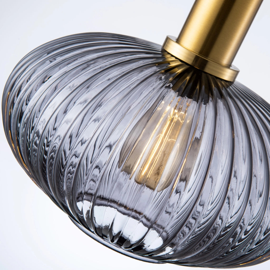 Lampada a sospensione Polux Norfolk vetro fumé E27 Ø24,5
